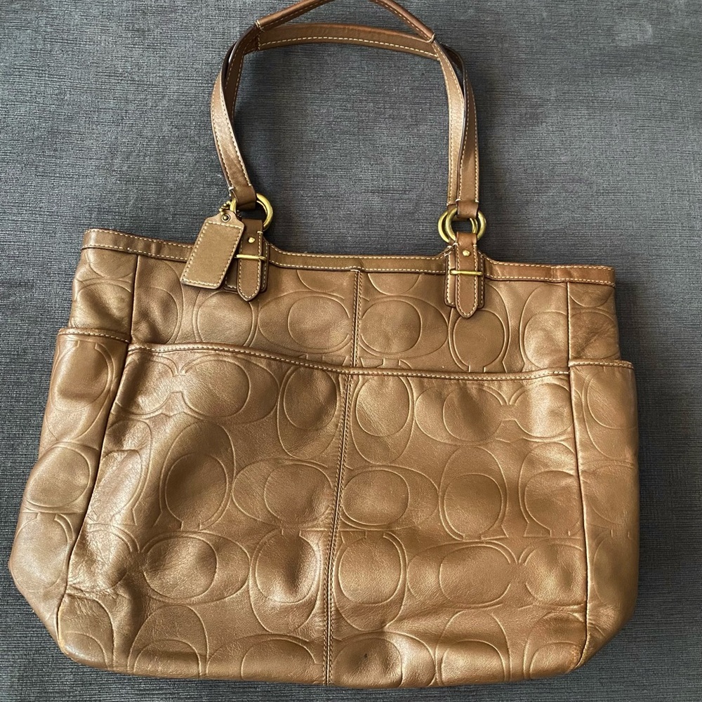 Coach Bag Tote Pocketbook Bronze - Picture 2 of 8